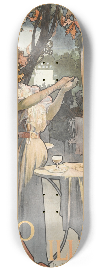 Alphonse Mucha - Figaro 8.25 inch art skate deck