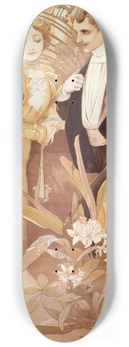 Alphonse Mucha - Flirt 8.25 inch art skate deck