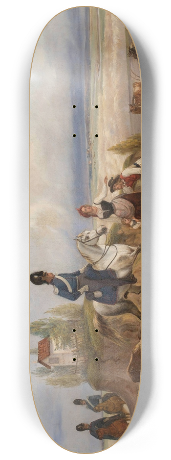 January Suchodolski - Military patrol and peasants 8.25 inch art skate deck