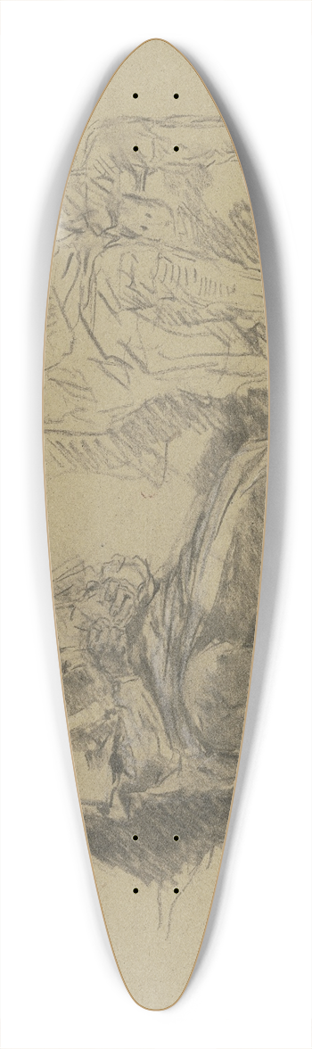 Anton Burger - Sitzender Bauer Karten spielend, berschauend daneben ein rauchender Bauer 39.3 inch art pintail longboard deck