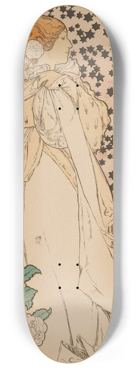 Alphonse Mucha - La Dame aux Camelias (from Les Matres de lAffiche) 8.25 inch art skate deck
