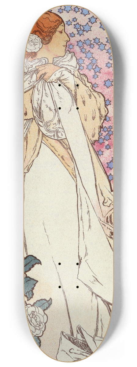 Alphonse Mucha - La Dame Aux Camlias 8.25 inch art skate deck