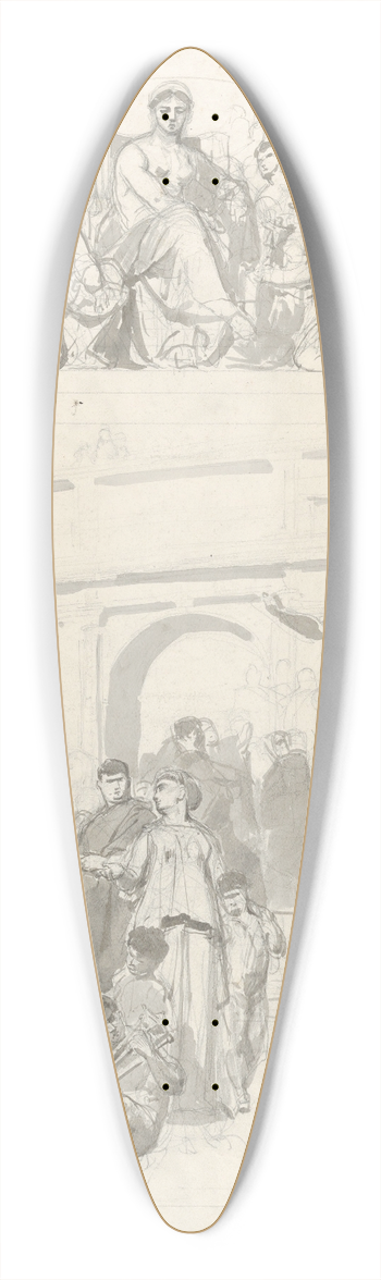 Anton von Werner - Greek Vase-Painting (Design for a Wall Decoration) 39.3 inch art pintail longboard deck