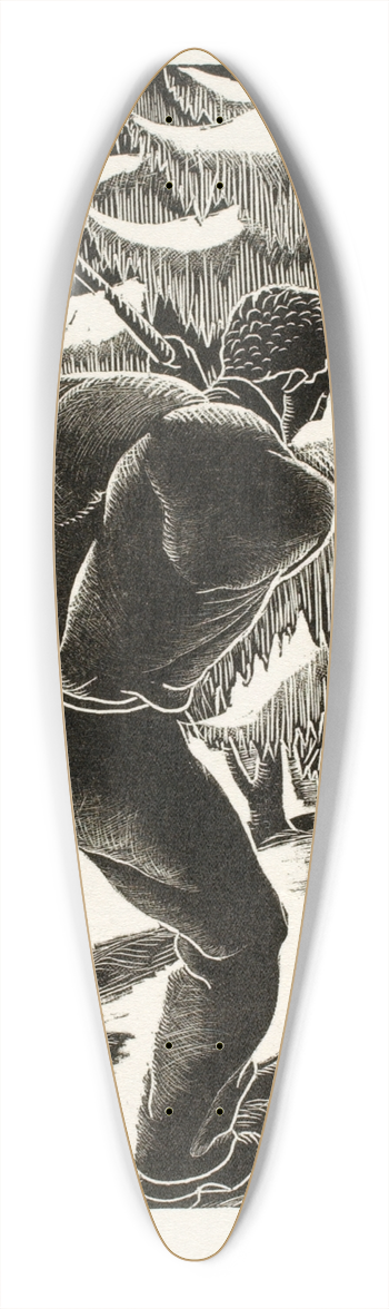 Arnold Wiltz - Untitled (man cutting down tree) 39.3 inch art pintail longboard deck