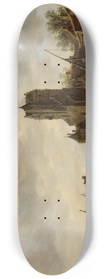Jan van Goyen - River Landscape with the Pellecussen Gate near Utrecht 8.25 inch art skate deck