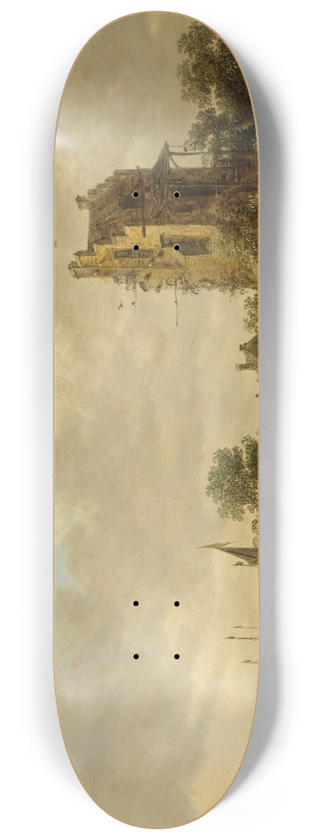Jan van Goyen - Riverside with an Old Tower 8.25 inch art skate deck