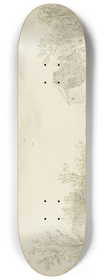 Jan van Goyen - Zwei Figuren und ein Hund vorn auf einem Weg, rechts zurck hlt ein Karren vor einem Gehft, dahinter Bume 8.25 inch art skate deck
