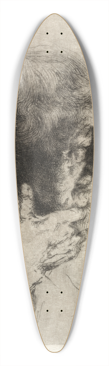 Arthur William Heintzelman - Old Man Thinking 39.3 inch art pintail longboard deck