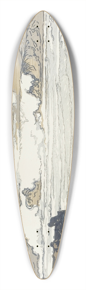 Auguste Louis Lepre - Breaking Waves, September Tide 39.3 inch art pintail longboard deck