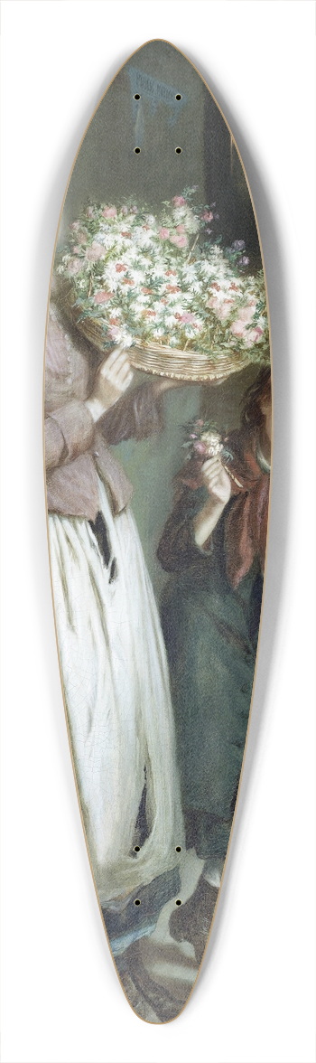 Augustus Edwin Mulready - Flower Girls , A Summers Night 39.3 inch art pintail longboard deck