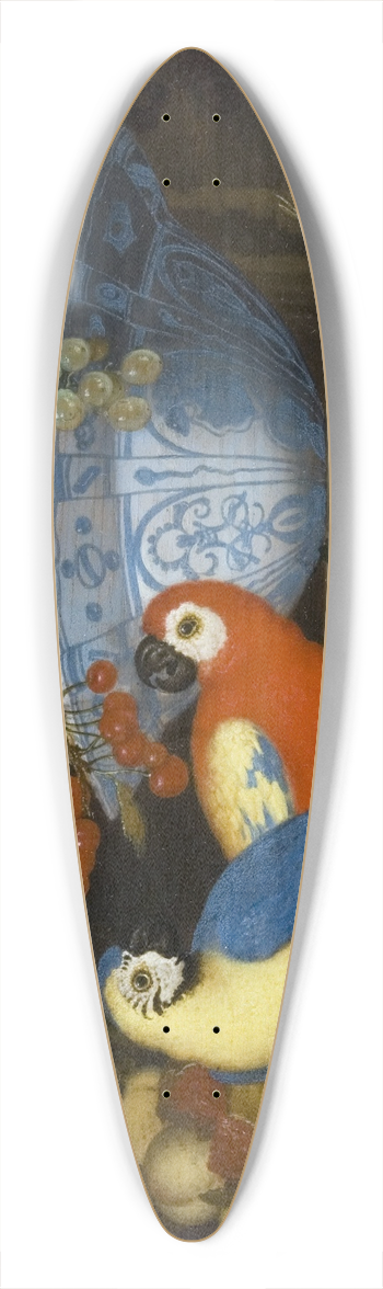 Balthasar van der Ast - Fruit Still Life With Two Parrots 39.3 inch art pintail longboard deck