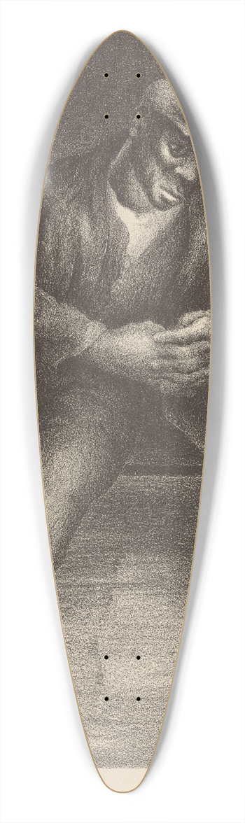 Barbara Burrage - Man on Bench 39.3 inch art pintail longboard deck