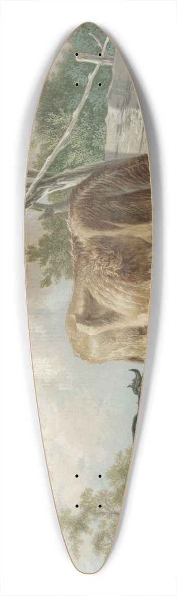 Barend Hendrik Thier - Two cows near a pond 39.3 inch art pintail longboard deck