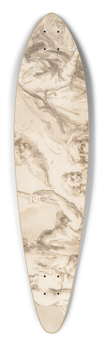 Bartholomaeus Ignaz Weiss - Study for a Nativity, Bearded Male Saint, and Head Studies 39.3 inch art pintail longboard deck