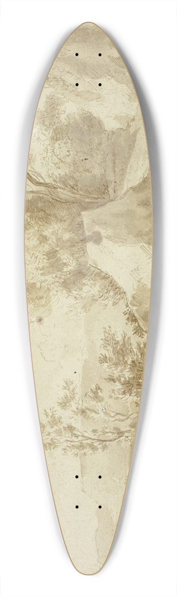 Bartholomeus Breenbergh - Rocks and Mountain Path, Figures and Town Below 39.3 inch art pintail longboard deck