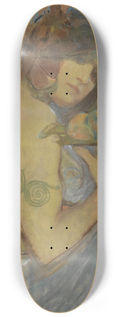 Alphonse Mucha - Study For a Poster; Fruit 8.25 inch art skate deck