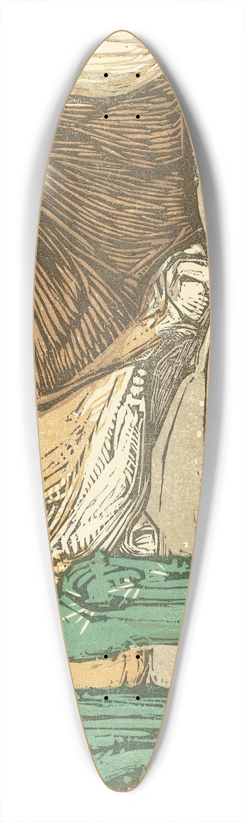 Bernard Willem Wierink - Liggende leeuw bij drie cactussen 39.3 inch art pintail longboard deck