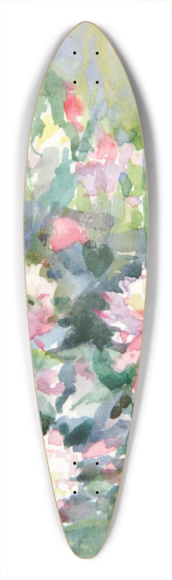 Bertha Eversfield Perrie - Untitled (Flowers) 39.3 inch art pintail longboard deck