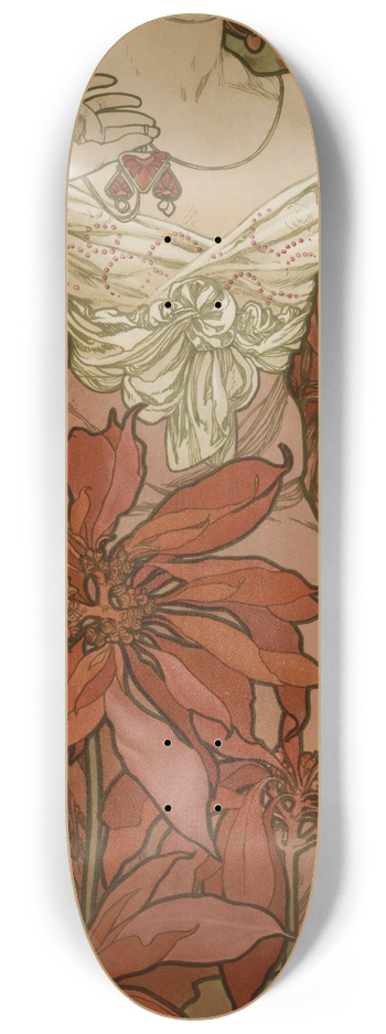 Alphonse Mucha - The Ruby 8.25 inch art skate deck
