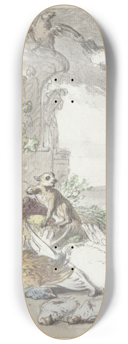 Jan Weenix - Dood wild, een aap, een hond en enige vogels 8.25 inch art skate deck