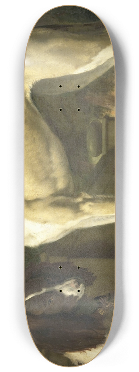 Jan Weenix - Portrait of a Greyhound and Spaniel 8.25 inch art skate deck