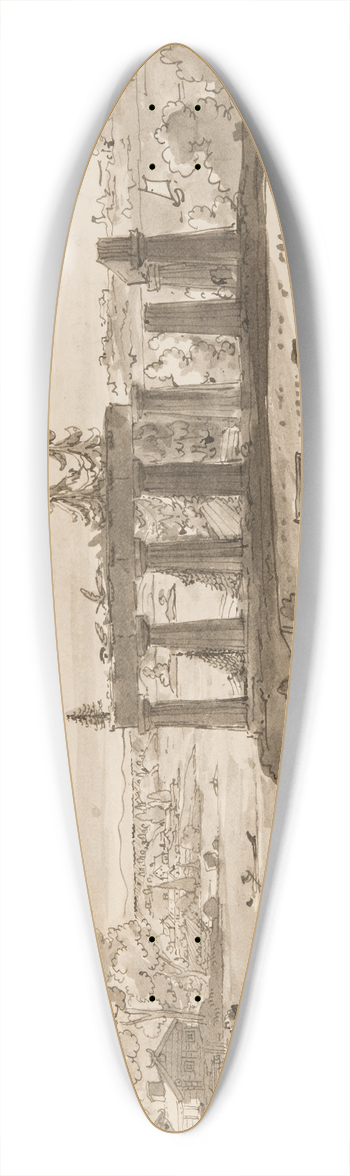 Carl August Ehrensvrd - Nordic Landscape with Classical Temple Ruin 39.3 inch art pintail longboard deck