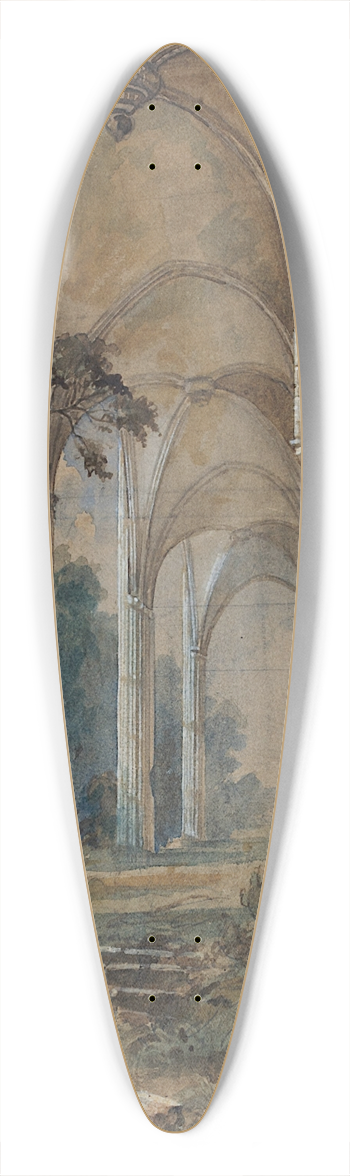 Carl Blechen - Gothic Church Ruin 39.3 inch art pintail longboard deck
