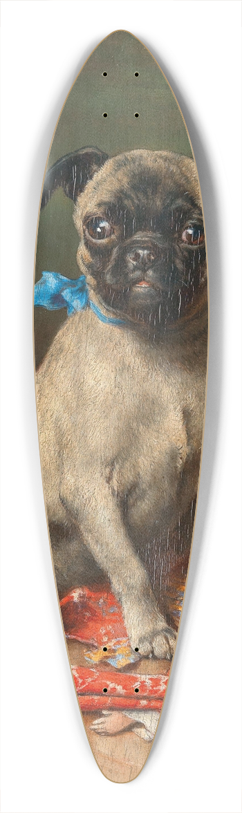Carl Reichert - A Pug with a Japanese Doll 39.3 inch art pintail longboard deck