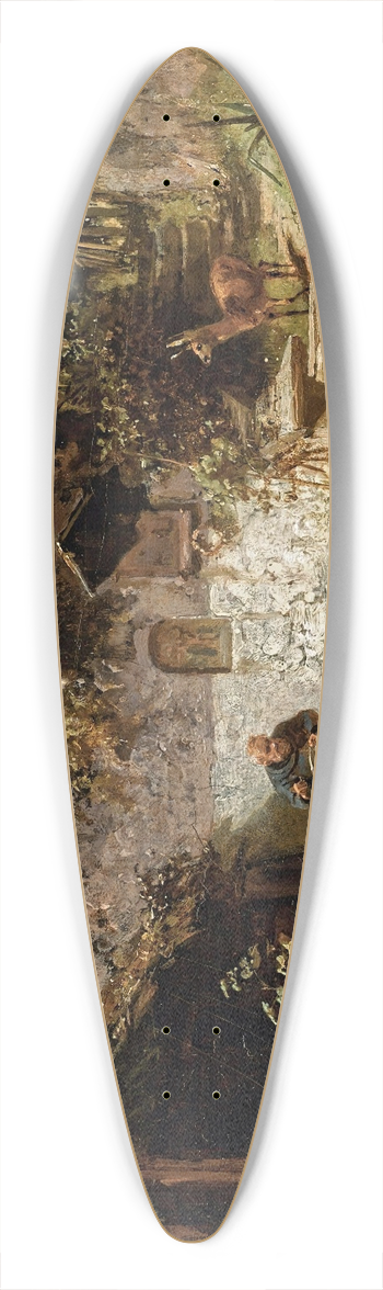 Carl Spitzweg - Hermitmending his nets 39.3 inch art pintail longboard deck