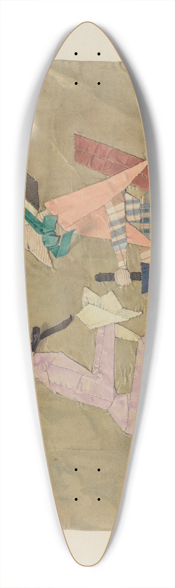 Carmel Wilson - Patchwork Picture  Gossips 39.3 inch art pintail longboard deck