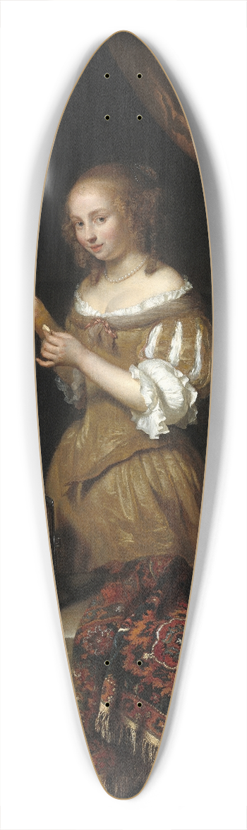Caspar Netscher - A Woman Feeding a Parrot,with a Page 39.3 inch art pintail longboard deck