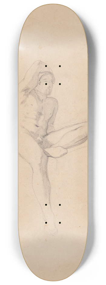 Jean-Achille Benouville - Homme nu, assis 8.25 inch art skate deck