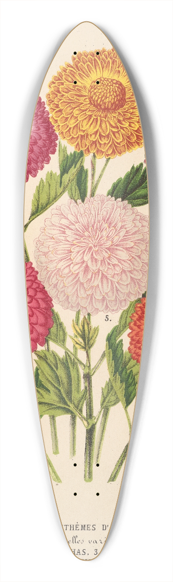 Charles Antoine Lemaire - Chrysanthmes dautomne 39.3 inch art pintail longboard deck