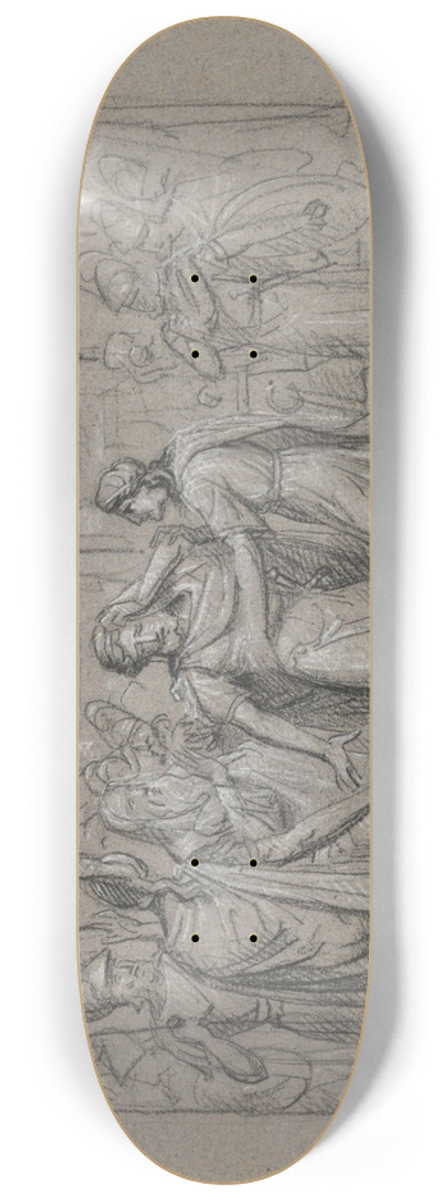 Jean Antoine Verschaeren - Scene with Warriors 8.25 inch art skate deck