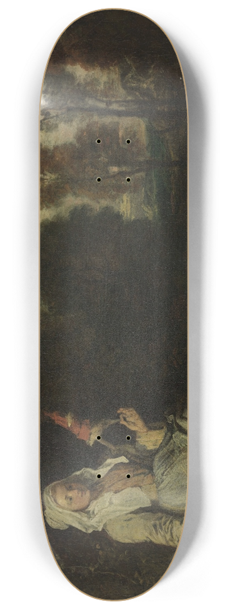 Jean-Antoine Watteau - Evening Landscape with Spinner 8.25 inch art skate deck