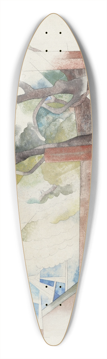 Charles Demuth - Rooftops and Trees 39.3 inch art pintail longboard deck