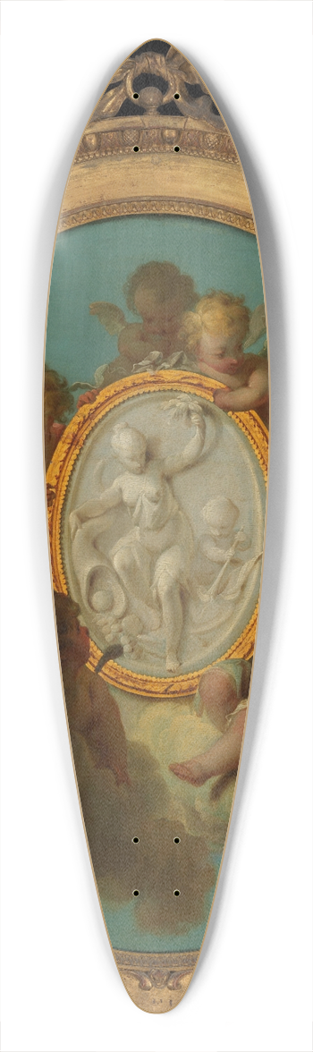 Charles Dominique Joseph Eisen - Putti with a Medallion 39.3 inch art pintail longboard deck