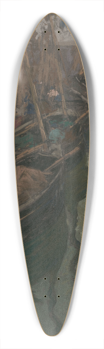 Charles Fromuth - A Dock Harmony-Fishing Boats 39.3 inch art pintail longboard deck