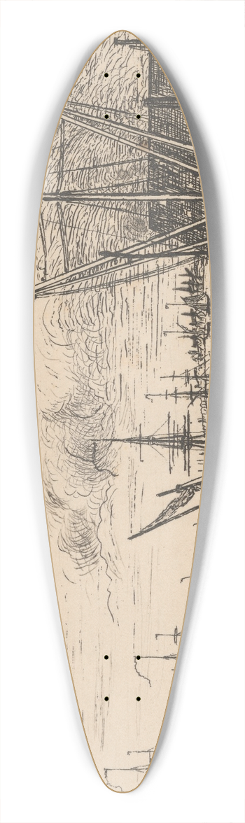 Charles Golding Constable - Harbour Scene 39.3 inch art pintail longboard deck