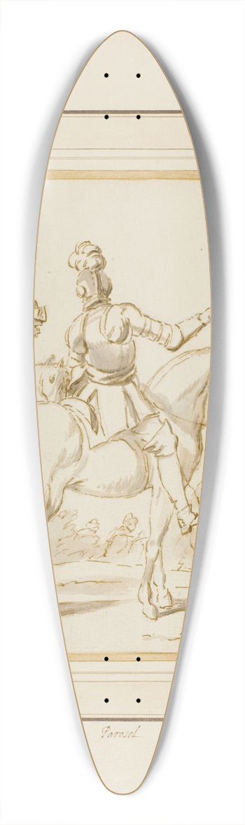 Charles Parrocel - Knights on Horseback 39.3 inch art pintail longboard deck