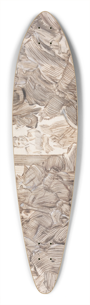 Charles Samuel Keene - Interior of a Bus 39.3 inch art pintail longboard deck