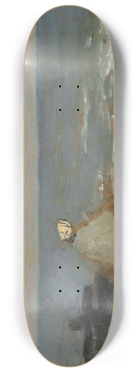 Jean-Baptiste-Camille Corot - Femme et Enfant au Bord de la Mer, tretat 8.25 inch art skate deck