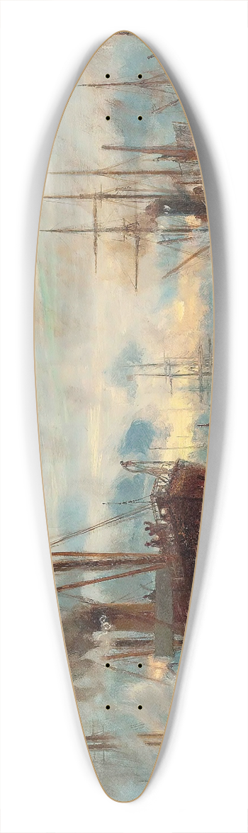 Charles William Wyllie - Congested Waters On The Thames 39.3 inch art pintail longboard deck