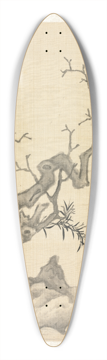 Chen Hongshou - Rock, Old Tree, and Bamboo 39.3 inch art pintail longboard deck