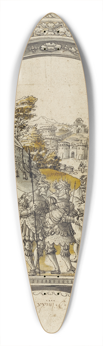 Christoph Bockstorffer - Mucius Scaevola Thrusting His Right Hand into the Flames before Lars Porsenna 39.3 inch art pintail longboard deck