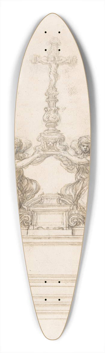 Ciro Ferri - Design for an Altar with Kneeling Angels Supporting a Crucifix 39.3 inch art pintail longboard deck