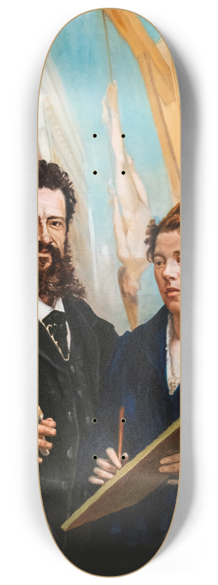 Jean-Baptiste Cariven - Self-portrait with his wife, Amlie 8.25 inch art skate deck