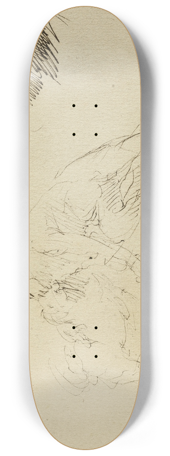 Jean-Baptiste Carpeaux - Etude de deux personnes enlaces et dun buste dhomme portant un chapeau 8.25 inch art skate deck