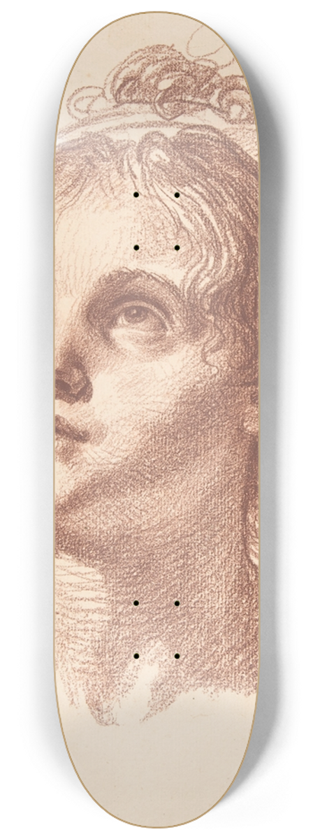 Jean-Baptiste Greuze - Head of a Girl Looking Up 8.25 inch art skate deck