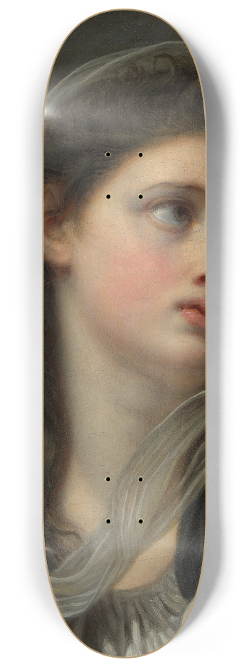 Jean-Baptiste Greuze - Head of a Young Woman 8.25 inch art skate deck